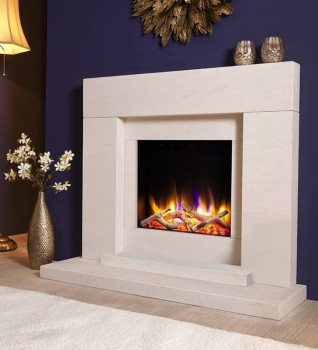 Celsi Ultiflame VR Pablo Limestone Electric Fireplace Suite