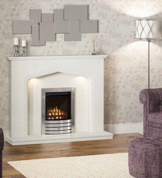 Elgin & Hall Verdena Micro Marble Fireplace In White