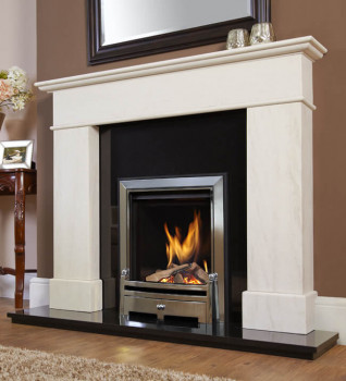 Axon Renaissance Limestone Fireplace with Verine Passion Gas Fire in silver finish