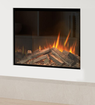 Evonic Volante 800 Black Edition Built in Electric Fire show in a modern living room in a white wall - Showing a clean a modern installation