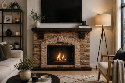 How to Get a Traditional Fireplace Look in a New Build (No Chimney Needed)