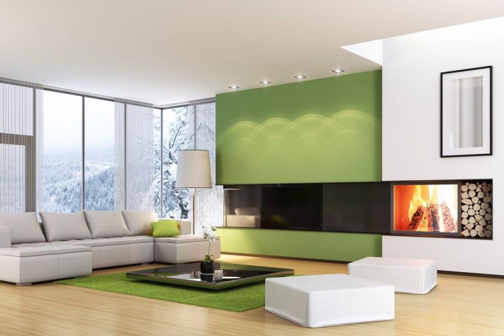 fireplace design trends greenery