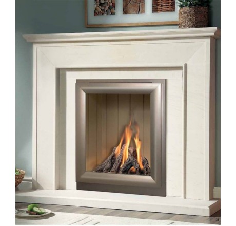 Aurora Limestone Fireplace Package complete with Verine Meridian Gas Fire