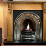 Grand Corbel Wooden Fireplace Package With Crown Cast Iron Fire Insert
