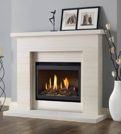 Pureglow Drayton Limestone Fireplace Package With Chelsea HE Gas Fire