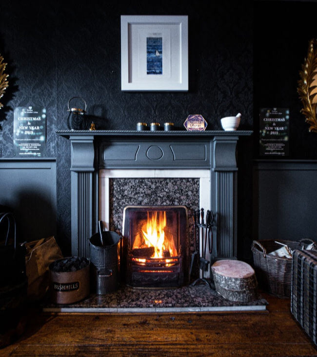 Fireplace painted black