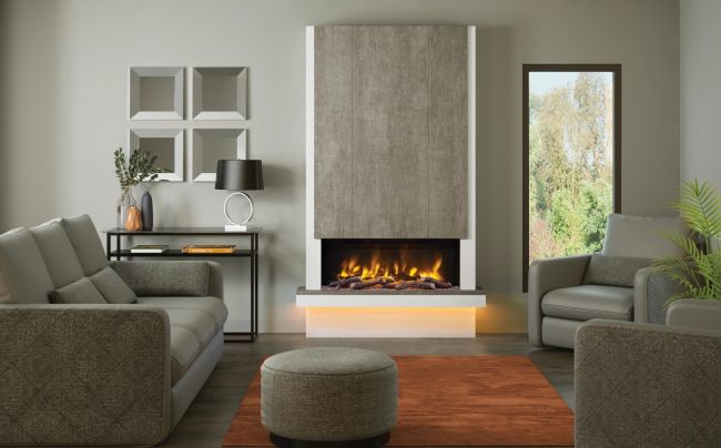 Elgin & Hall Pryzm Camino Wall Mounted Timber Electric Fireplace Suite