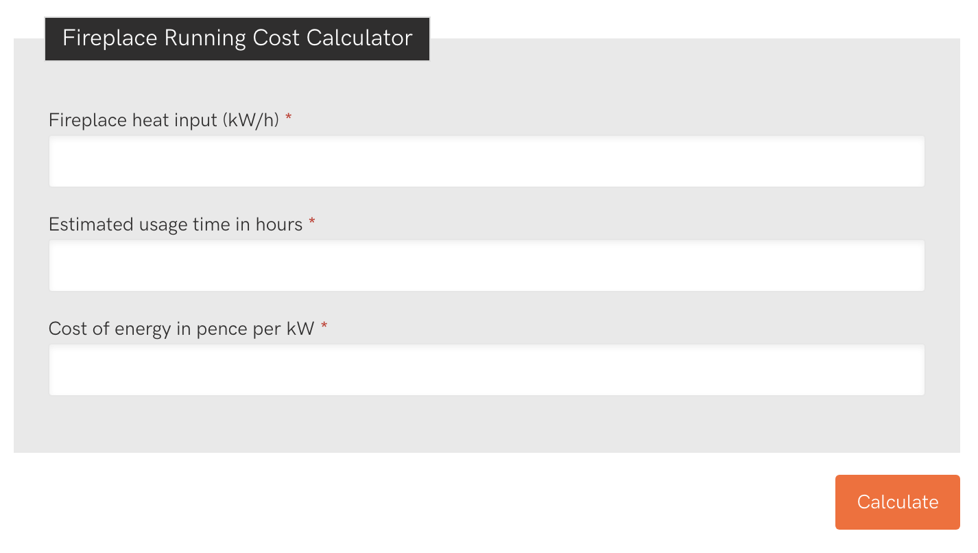 Fireplace Running Cost Calculator