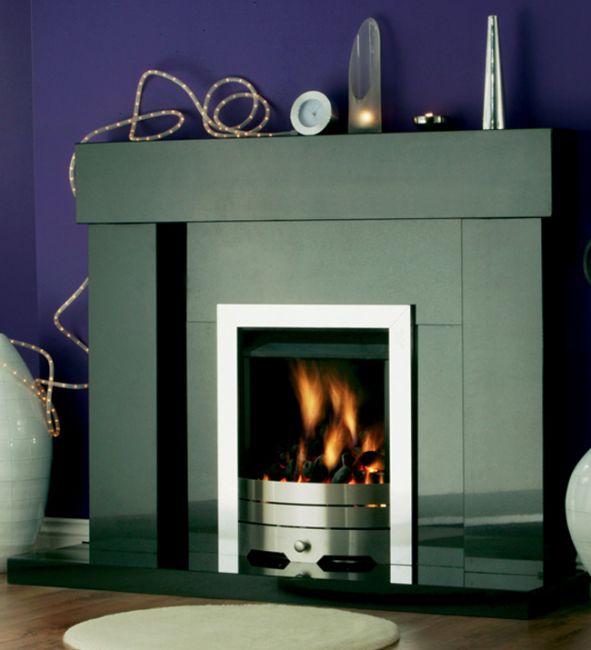 Fireside Ashbourne Black Granite Fireplace Package with Electric Fire