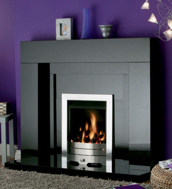 Fireside Stonehenge Black Granite Fireplace Package with Gas Fire