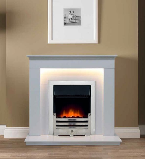 Gallery Hutton Arctic White Fireplace Package with Electric Fire