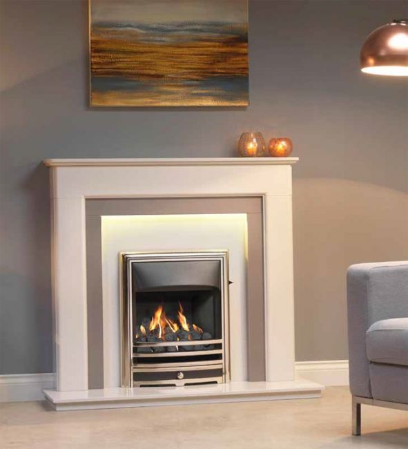 Gallery Riverslea Marble Fireplace Package with Gas Fire