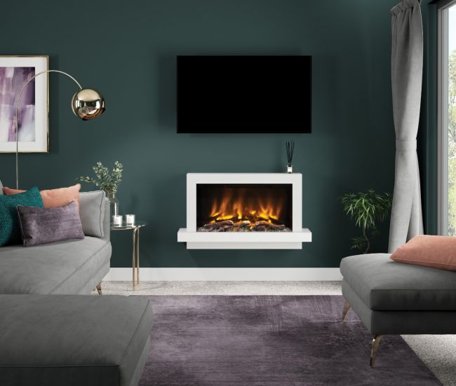 Elgin & Hall Pryzm Huxton Wall-Mounted Timber Electric Fireplace Suite